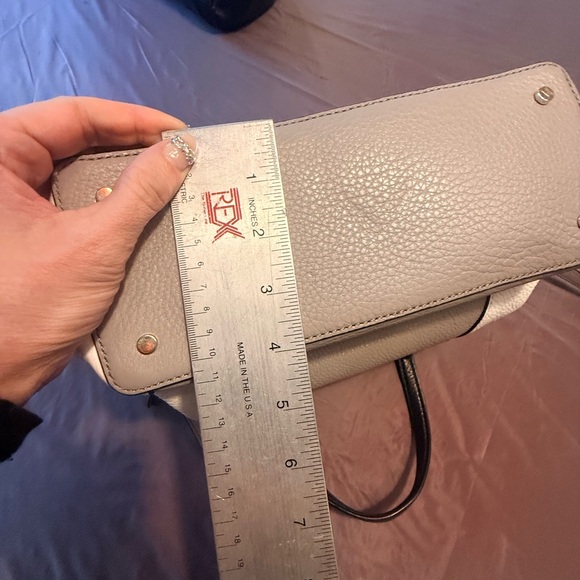 Kate Spade Jackson Medium Triple Compartment Satchel Gray Optic White Black - Picture 7 of 12